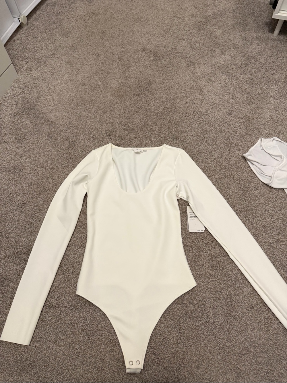 Good American White Long-Sleeve Scoop Neck Bodysuit